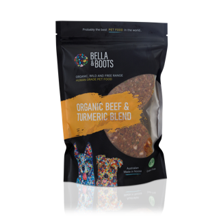 Picture of packaged Organic Beef & Tumeric Blend.